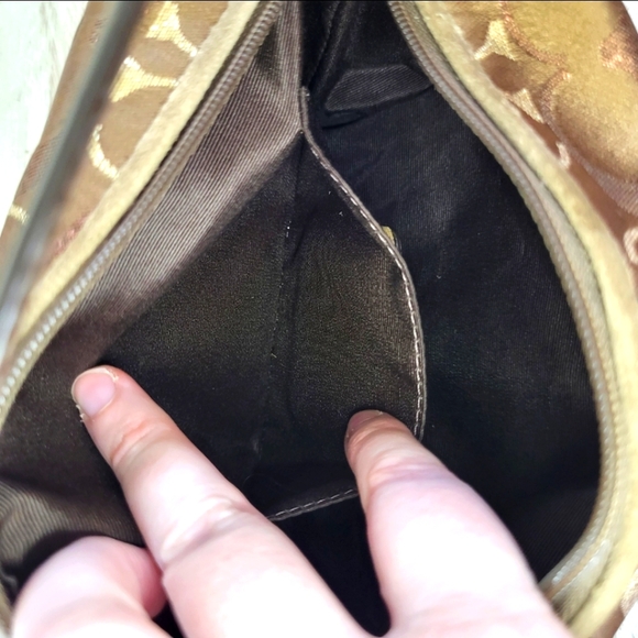 Coach Satchel Brown Metallic Vintage Signature Handbag Y2K - Picture 9 of 12